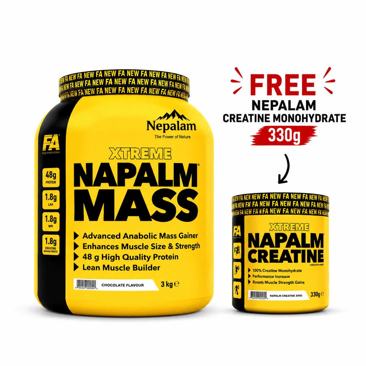 Nepalm Mass 3kg + Nepalm Creatine 66 Servings