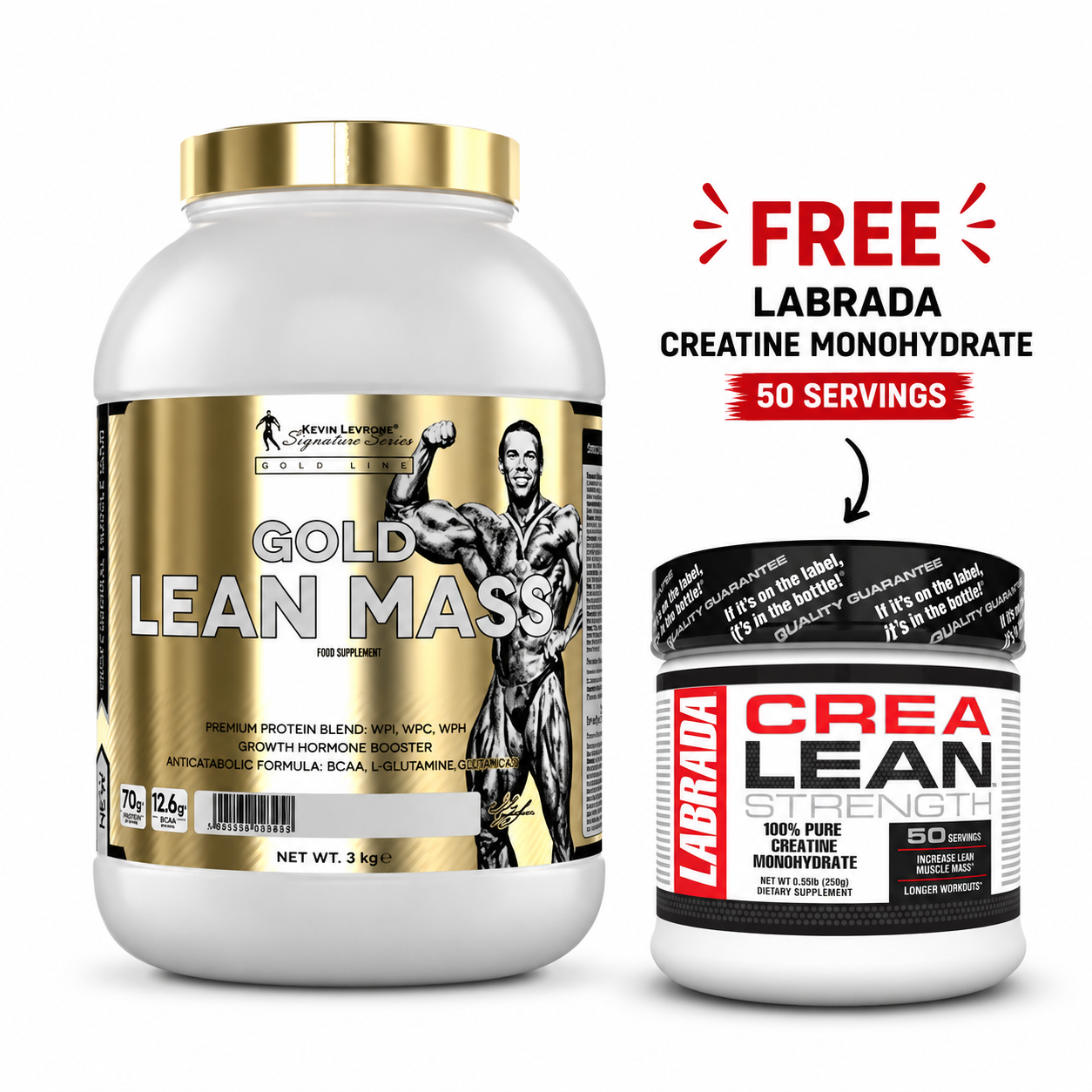 Gold Lean Mass 3kg + Labrada Cre Lean Creatine 50 Servings